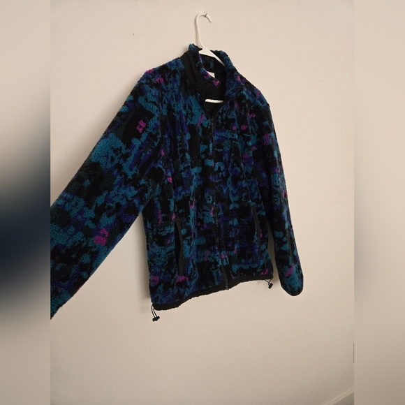 American Eagle Outfitters Vibrant Teddy Jacket Retro Geometric | Mens L - Picture 2 of 6